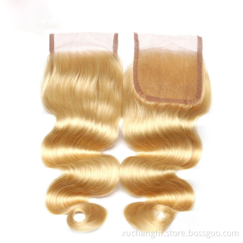 Hanfan Wholesale 613 Blonde 4*4 5*5 Lace Closure, Brazilian Straight Virgin Remy Human Hair HD Lace Closure Straight Body wave